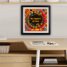 Póster Sala de profesores personalizada, colorida floral