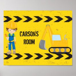 Póster Sala para niños Personalizados de Excavator de Con