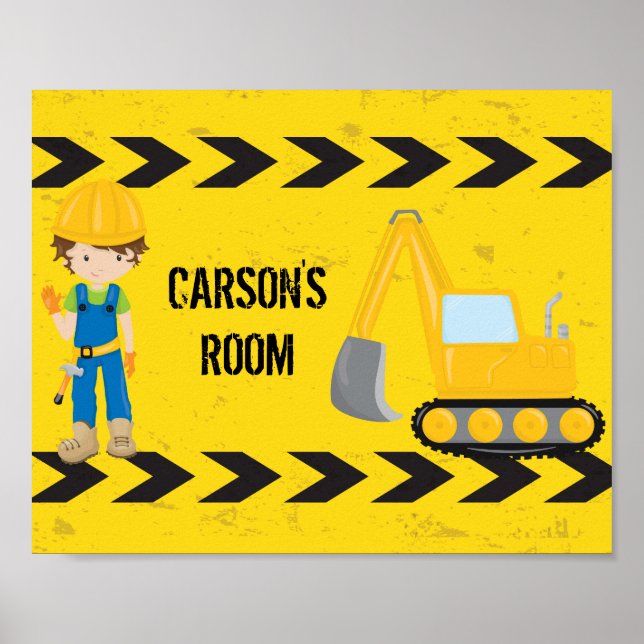 Póster Sala para niños Personalizados de Excavator de Con (Frente)