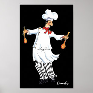 Póster Salada Tossing Chef print/ poster