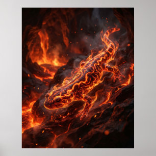 Póster Salamandra de Fuego Caverna Fundida