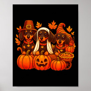 Póster Salchicha Dachshund agradecida Día de Acción de Gr
