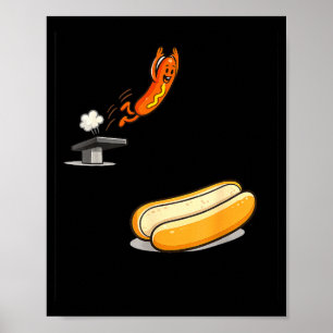 Póster Salchicha divertida zambulléndose en el pan de dib