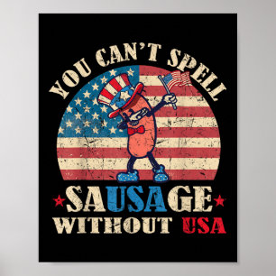 Póster Salchicha Sin Ue Retro Gracioso 4 De Julio Indepe