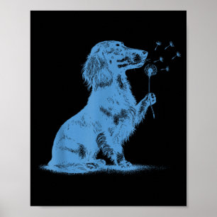 Póster Salchicha soplando deseos diente de león amante de