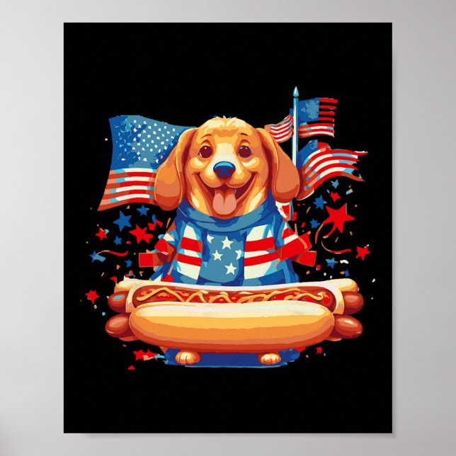 Póster Salchichas de perro caliente Día Frank Mericano Co (Frente)