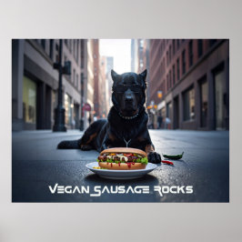 PÓSTER SALCHICHAS VEGANAS ROCKS - DIVERTIDO