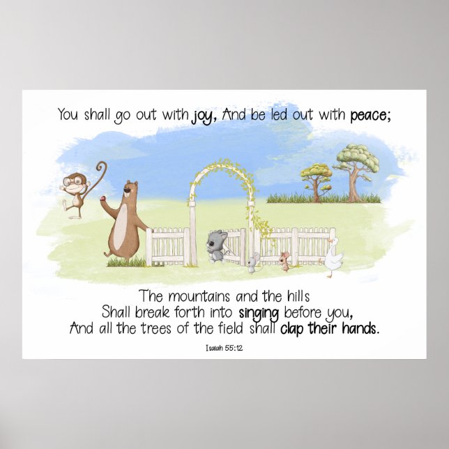Póster Saldrás con Alegría Isaías 55:12 (Frente)