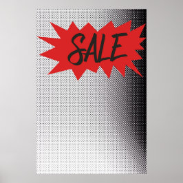 Póster Sale Rótulo Street Art Burst Halftone Zine Style