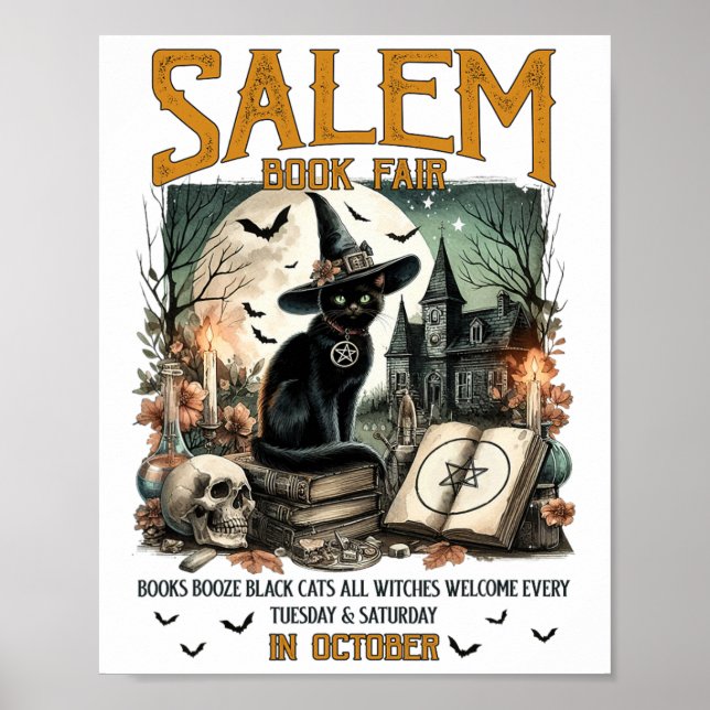 Póster Salem Book Fair Funny Bookish Halloween Spooka Rea (Frente)
