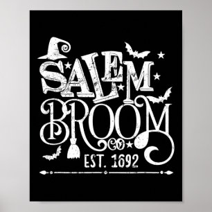 Póster Salem Broom Co Est 1692 Graciosa Bruja de Hallowee