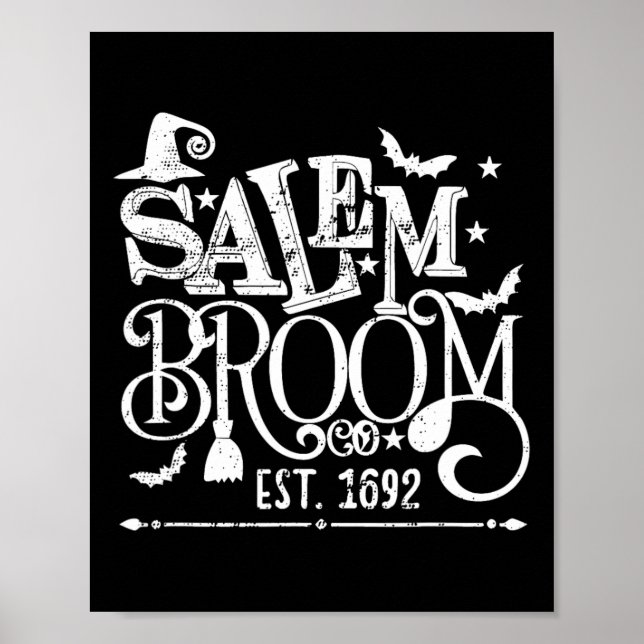 Póster Salem Broom Co Est 1692 Graciosa Bruja de Hallowee (Frente)