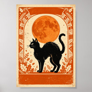 Póster Salem Bruja Vintage Halloween Gato Negro Cosecha