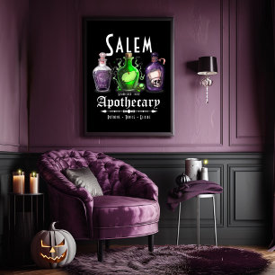 Póster Salem de Halloween Potions Apothecary Tonics Elixi