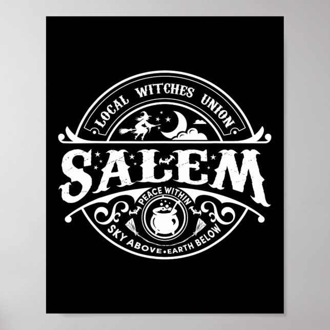 Póster Salem Local Witches Union Sky Over Earth Est 1692 (Frente)