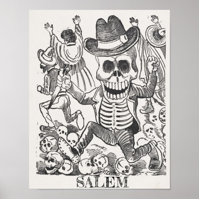Póster Salem Massachusetts Skull Occult Poster (Frente)