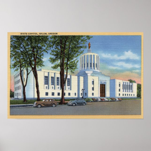 Póster Salem, Oregón - Vista del Capitolio Estatal (Frente)