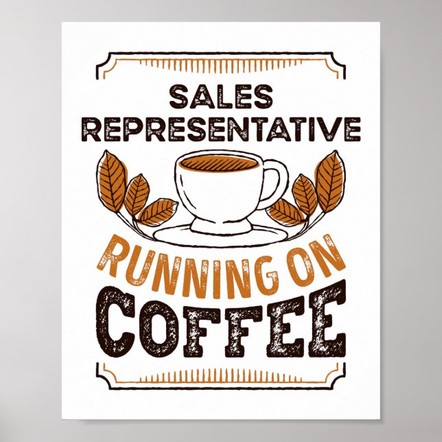 Póster Sales Representative running on Coffee Caffeine Gi (Frente)
