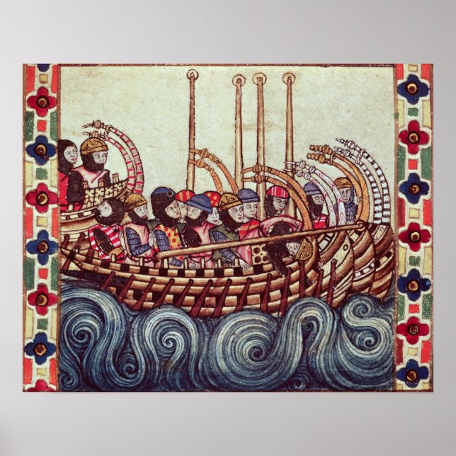 Póster Salida de un barco para las Cruzadas, (Frente)