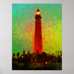 Póster Salida del sol colosal Daytona 52" del faro x 72"