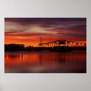 Póster Salida del sol del puente de la calle del punto