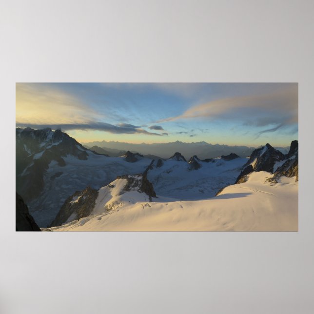 Póster Salida del sol francesa de Chamonix de las (Frente)