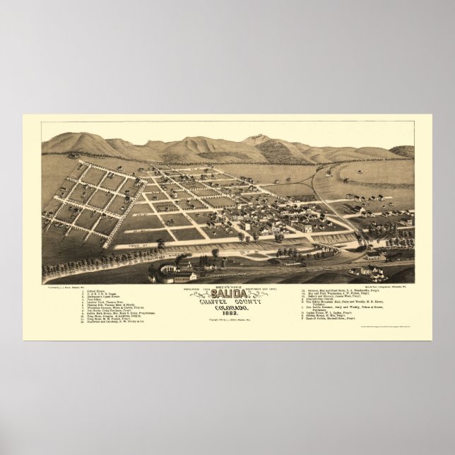 Póster Salida, Mapa Panorámico CO - 1882 (Frente)