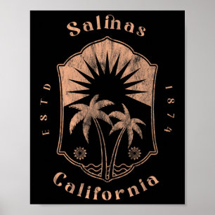 Póster Salinas California Surfista Retro Playa Vintage