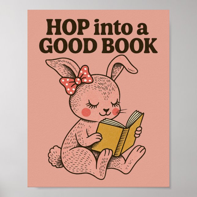 Póster Salir a un buen libro de conejo conejo rosa (Frente)