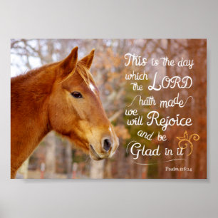 Póster Salmo 118 Biblia Verse Chestnut Horse Poster