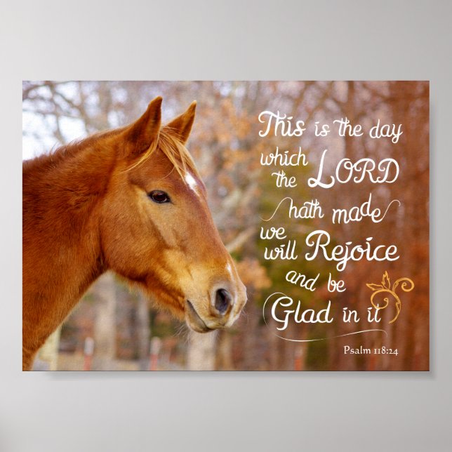 Póster Salmo 118 Biblia Verse Chestnut Horse Poster (Frente)