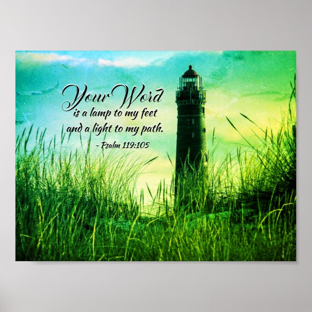 Póster Salmo 119:105 Tu Palabra es una lámpara a mis pies (Frente)