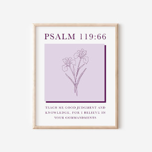 Póster Salmo 119:66 Flor Cristiana Moderna Iris