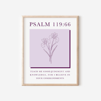 Póster Salmo 119:66 Flor Cristiana Moderna Iris