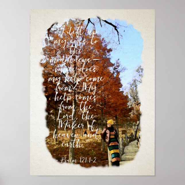 Póster Salmo 121 Biblia Verse Wall Art Scripture Imprimir (Frente)