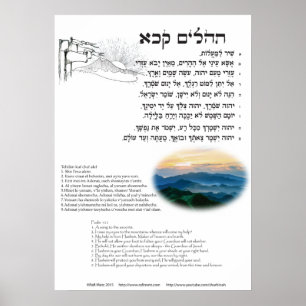 Póster Salmo 121 en hebreo, inglés y transliteración