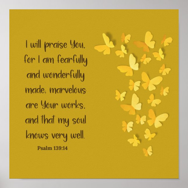Póster Salmo 139:14 Hecho con temor y maravilla (Frente)
