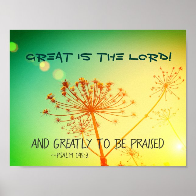 Póster Salmo 145:3 Grande es el Señor, Biblia Verse (Frente)