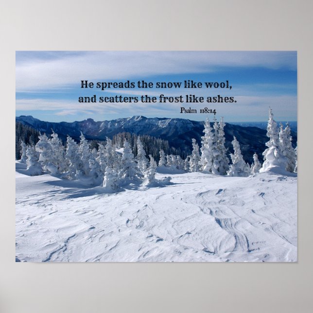 Póster Salmo 147:16 Él esparce la nieve... (Frente)