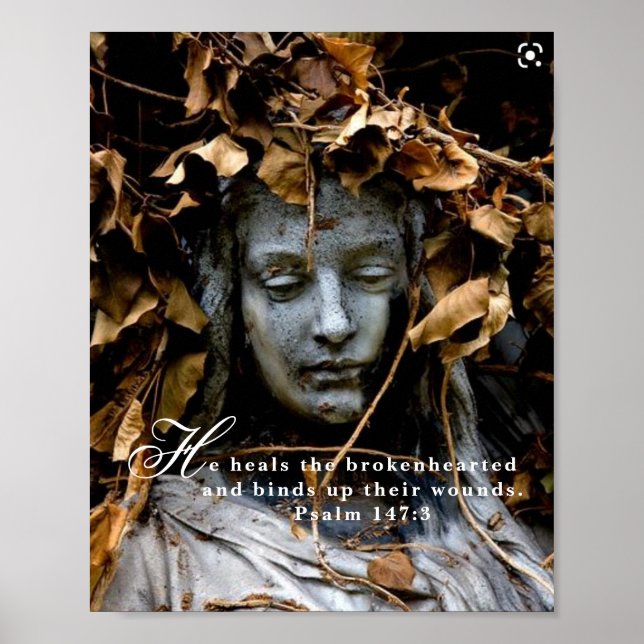 Póster Salmo 147:3 Canvas de calidad de escritura de luto (Frente)