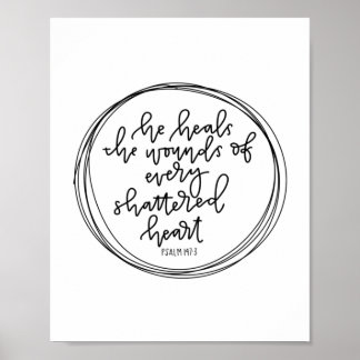 Póster Salmo 147:3 - Curó las heridas - Poster