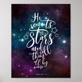 Póster Salmo 147:4 Cuenta la Biblia de las estrellas