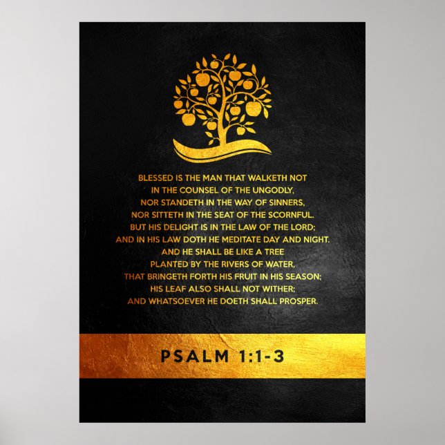 Póster Salmo 1:1-3 Verso de la Biblia (Frente)