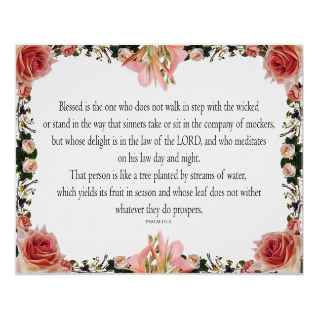 Póster Salmo 1, Día de la Ley y Noche, arroja su fruta, (Anverso)