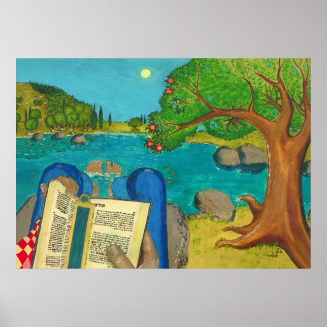 Póster Salmo 1 en la Biblia Hebrea Pinturas judías cristi (Frente)