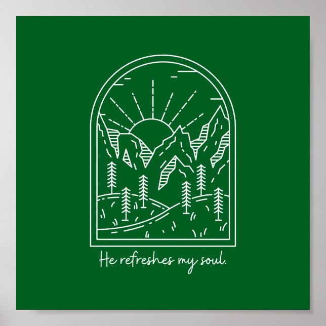 Póster Salmo 23 3 refresca la Biblia Cristiana del Alma V (Frente)