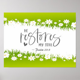 Póster Salmo 23:3 Restaura mi alma Biblia Verse