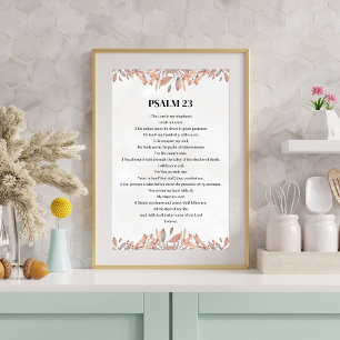 Póster Salmo 23 Acuarela Floral Versículo Bíblico Cristia