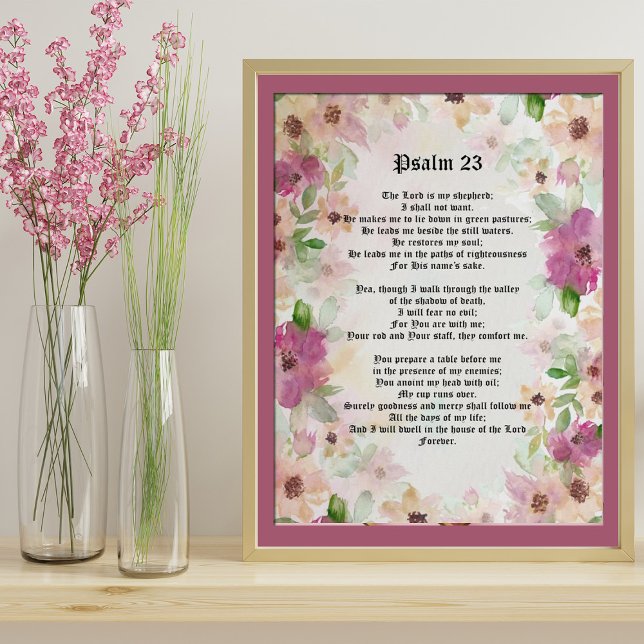 Póster Salmo 23 Biblia Escritura Textos Flores acuáticas (Subido por el creador)