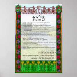 Póster Salmo 23 en inglés, hebreo y transliteración